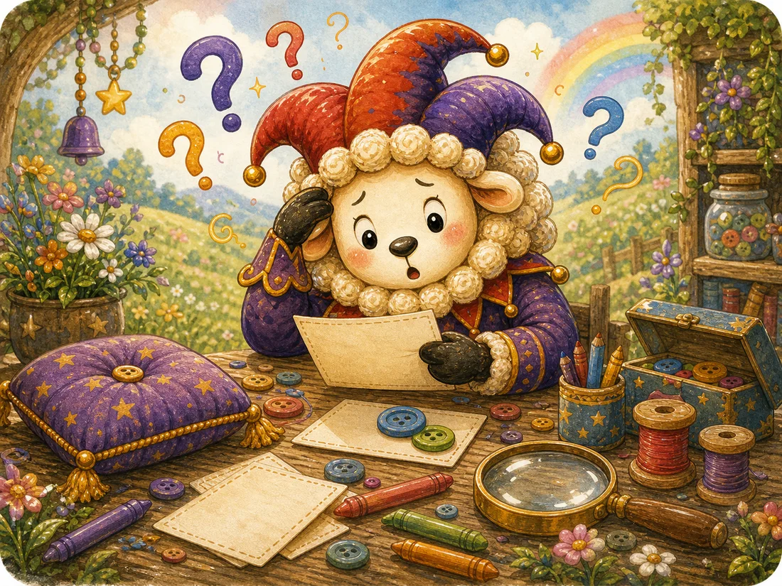 Spark looking confused at a note surrounded by buttons and question marks